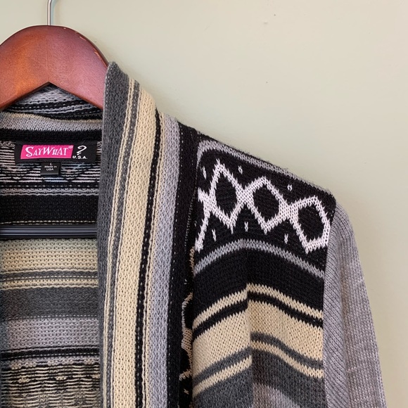 Say What? Open Drapey Stripe Cardigan - Picture 2 of 5